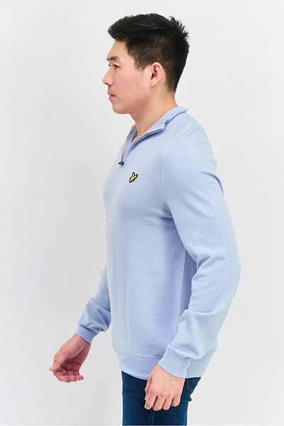Lyle & Scott Men High Neck Long Sleeve Brand Logo Sweatshirt, Light Blue