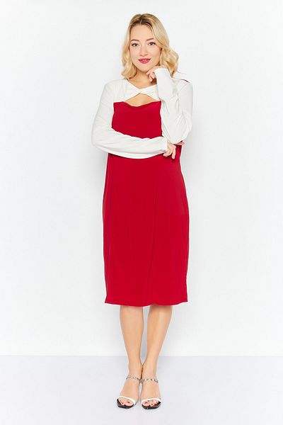 Kasper Women Solid Midi Dress, Red