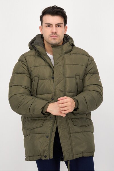 Pepe Jeans Men Hooded Quilted Jacket, Olive