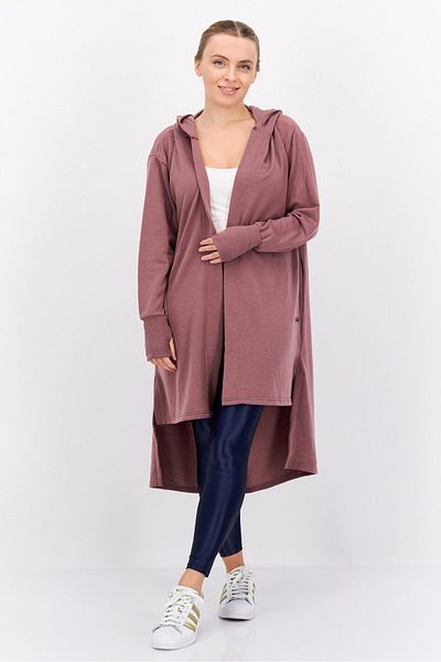 Nine West Women Hooded Long Sleeve Plain Open Front Cardigans, Light Mauve