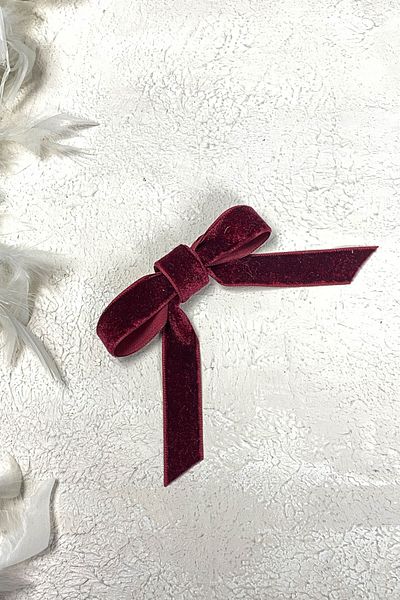Hayalperest boncuk Agrafă de păr Burgundy cu panglică de catifea - cu fundă