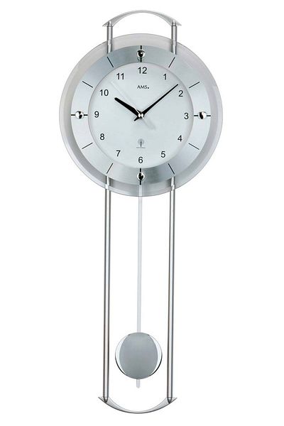 AMS Wall Clock 5254, Quartz, White, Analogue, Modern