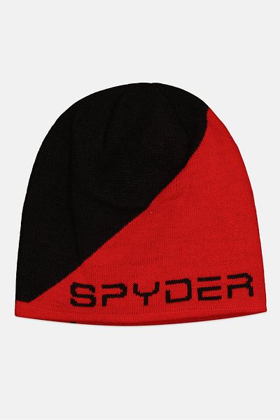 Spyder Men Brand Logo Knitted Reversible Beanie, Red