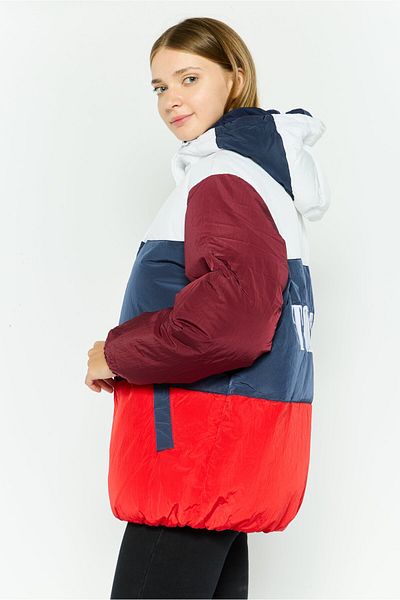 Tommy Jeans Women Hooded Brand Logo Padded Jacket, Red