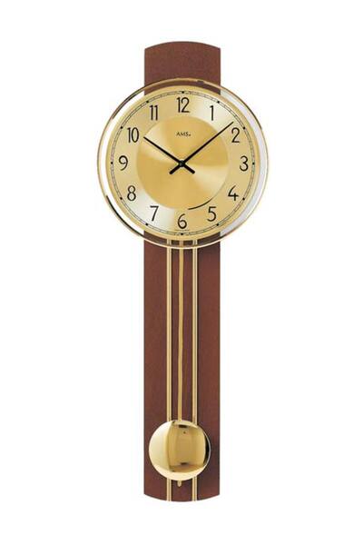 AMS Wall Clock 7115/1, Quartz, Gold, Analogue, Modern