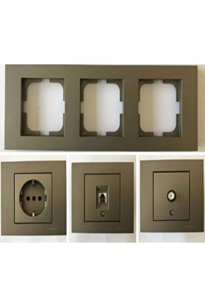 Creative Case Mb Grup Ovivo Antrasit 3 Lü Set (TOPRAKLI PRİZ UYDU (TV) Ve Tel...