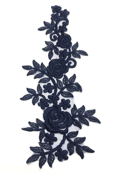 Hayalperest boncuk Navy Blue Rose Patterned Lace Guipure Sconce