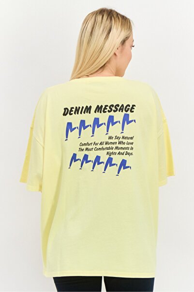 WRANGLER Women Crew Neck Short Sleeves Graphic Print T-Shirt, Yellow