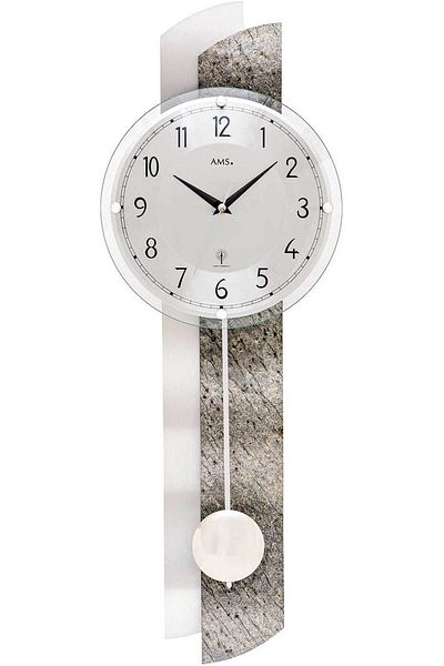 AMS Wall Clock 5322, Quartz, Silver, Analogue, Modern