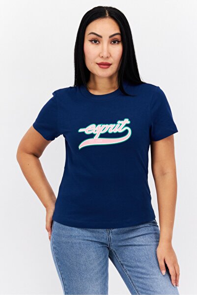 Esprit Women Crew Neck Short Sleeves Graphic Print T-Shirt, Blue