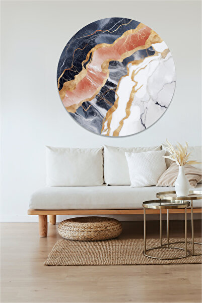 KOSS Dijital Autocolant rotund cu model de marmură modernă, autocolant în for...