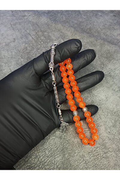 Mos Tespih Orange Glass Natural Stone Rosary
