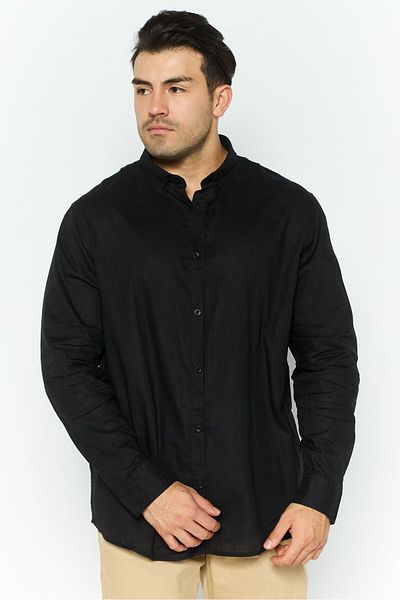 Threadbare Men Regular Fit Solid Long Sleeve Casual Shirt, Black