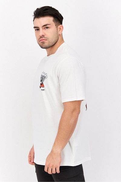 WRANGLER Men Round Neck Short Sleeves Graphic Print T-shirt, Off-white