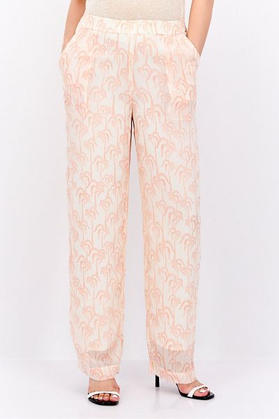 Scotch & Soda Women Slim Fit Wide Leg Plain Pants, Pink Combo