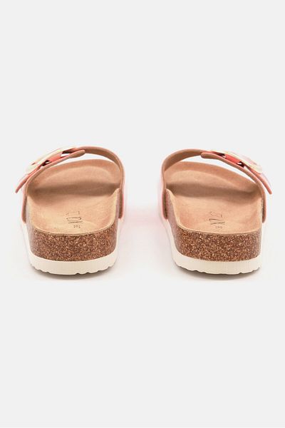 XOXO Women Slip On Open Toe Cork Sandals, Coral Combo
