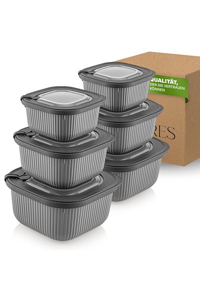 Viwares Frischhaltedosen im 6er Set mit transparentem Ventildeckel 3 Größen (600ml/1100ml/1800ml)