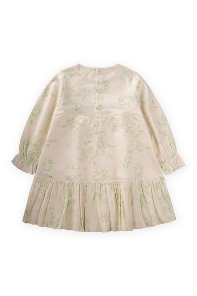 Cigit Green Floral Print Seersucker Dress - 2-8 Years