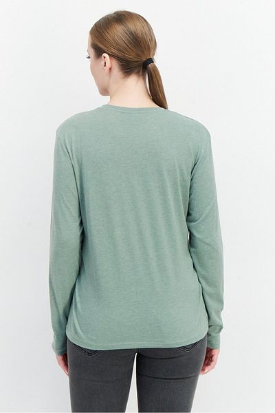O'Neill Women Round Neck Long Sleeve Textured T-Shirt, Sage Green