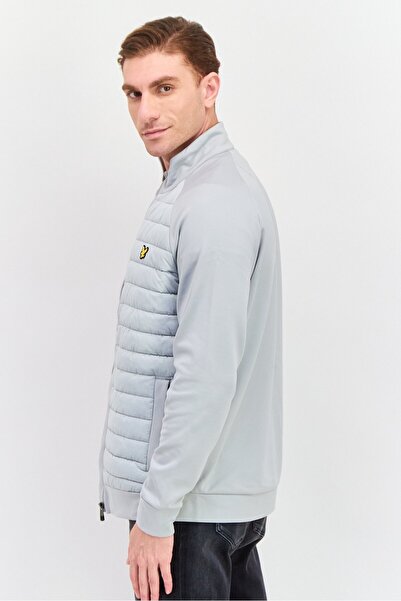 Lyle & Scott Men Mock Neck Quilted Jacket, Light Grey