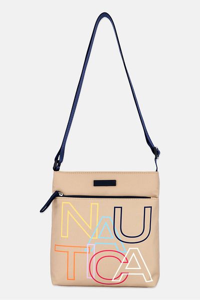 Nautica Women Brand Logo Cross Body Bag 25 H x 23 L x 4 W cm, Khaki Combo