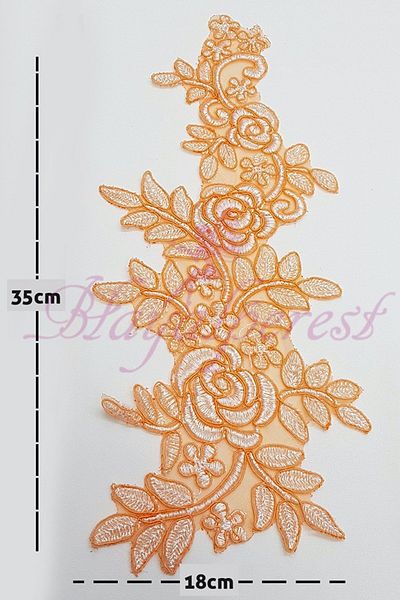 Hayalperest boncuk Orange Rose Patterned Piece Guipure Lace