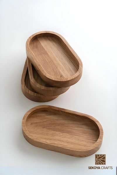 Sekoya Crafts 4-Piece Wooden Tray Tea Tray Coffee Tray Presentation Tray Presentation Holder