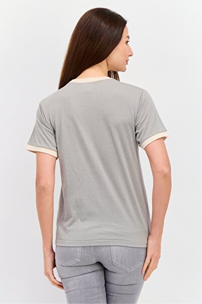 WRANGLER Women Crew Neck Short Sleeves Brand Logo T-Shirt, Grey