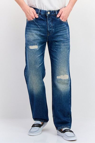 Scotch & Soda Men Straight Fit Ribbed Washed The Vert Denim, Blue
