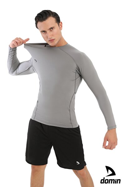 DOMİN SPOR Чоловіча компресійна футболка для фітнесу з довгими рукавами