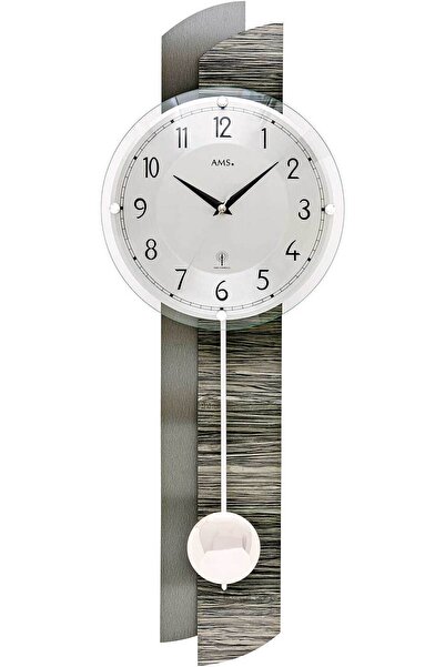AMS Wall Clock 5323, Quartz, Silver, Analogue, Modern