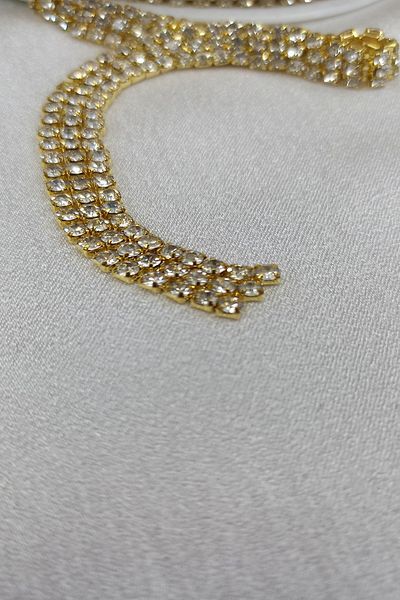 Hayalperest boncuk Gold Color Row Stripe Stone Beads