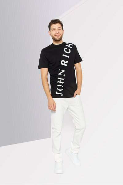 John Richmond Men Crew Neck Short Sleeves Printed T-shirt, White