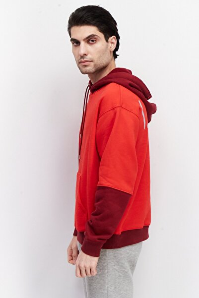 Esprit Men Long Sleeve Two-Tone Hoodie, Red