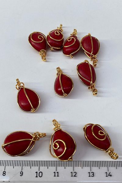 Hayalperest boncuk Damla Coral Natural Stone Gold Detailed Necklace