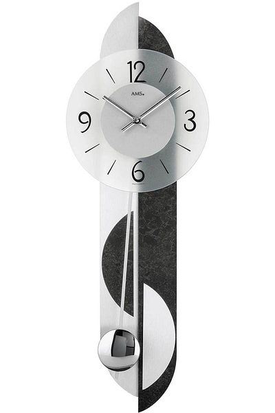 AMS Wall Clock 7299, Quartz, Silver, Analogue, Modern