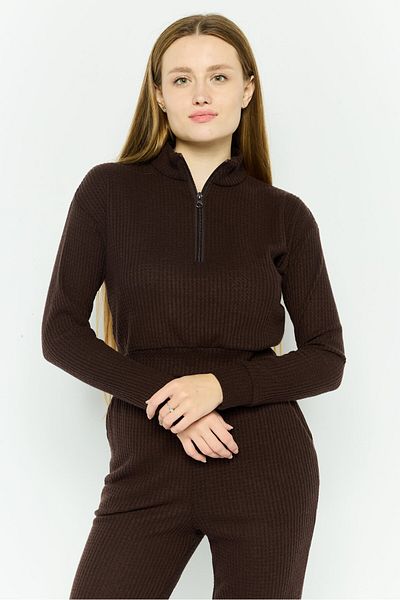 Brave Soul Women 2 Pieces Textured Payams Set, Brown