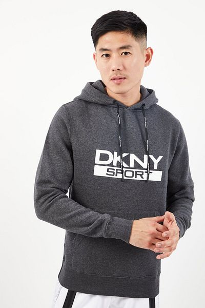 DKNY Sport Men Sportswear Fit Long Sleeve Outdoor Hoodie, Grey