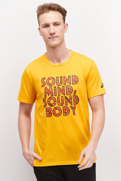 Asics Men Sportswear Fit Short Sleeve Printed Training T-Shirt, Yellow