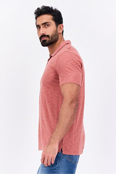 GAP Men Regular Fit Stripe Short Sleeves Polo Shirt, Red