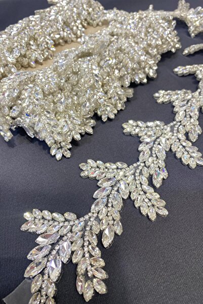 Hayalperest boncuk Geniş Tasarım Mekik Taşlı Abiye Şerit Taş Bordür