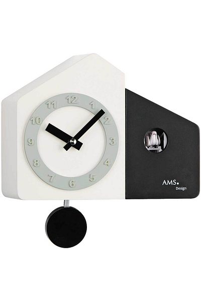 AMS Wall Clock 7397, Quartz, White, Analogue, Modern