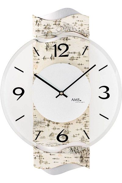 AMS Wall Clock 9624, Quartz, Transparent, Analogue, Modern