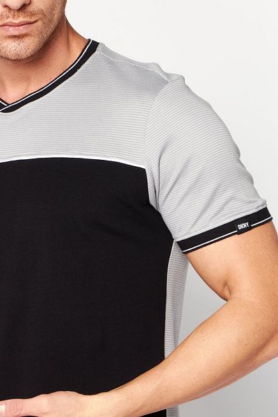 Dkny Men V-Neck Plain Short Sleeves T-shirt, Black Combo