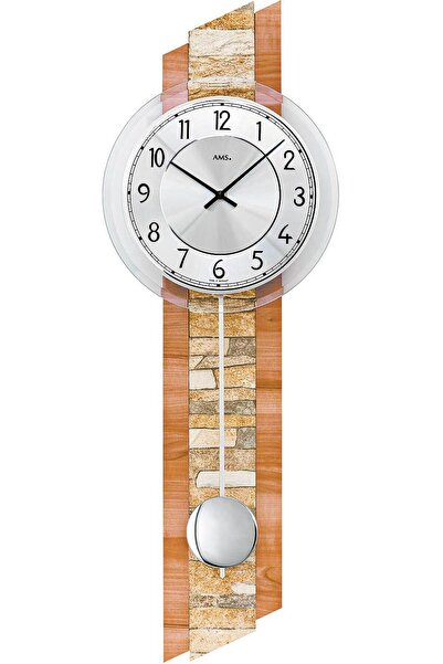 AMS Wall Clock 7424, Quartz, Silver, Analogue, Modern