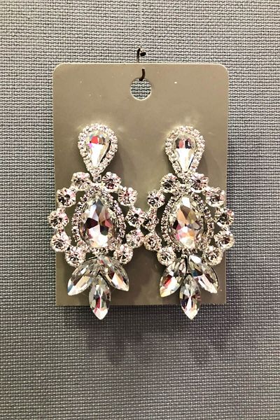 Hayalperest boncuk Transparent Crystal Jewelled Oval Earrings