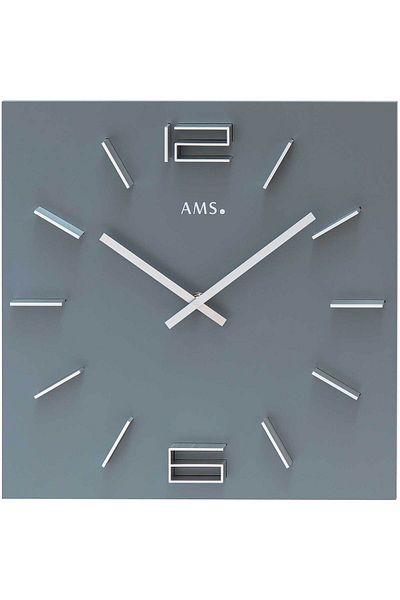 AMS Wall Clock 9594, Quartz, Grey, Analogue, Modern
