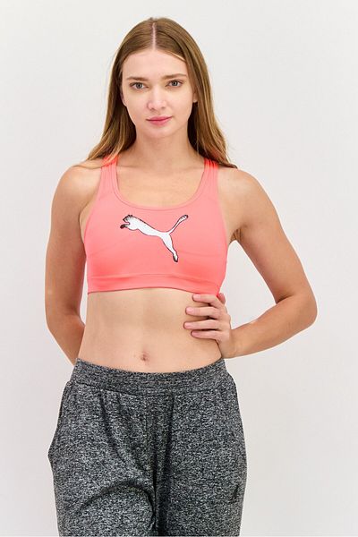 Puma Women Lightly Padded Brand Logo Sport Bra, Pink