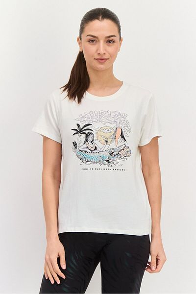 Hurley Women Sportswear Fit Short Sleeve Outdoor T-shirts, Off White Combo