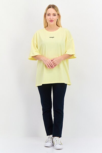 WRANGLER Women Crew Neck Short Sleeves Graphic Print T-Shirt, Yellow